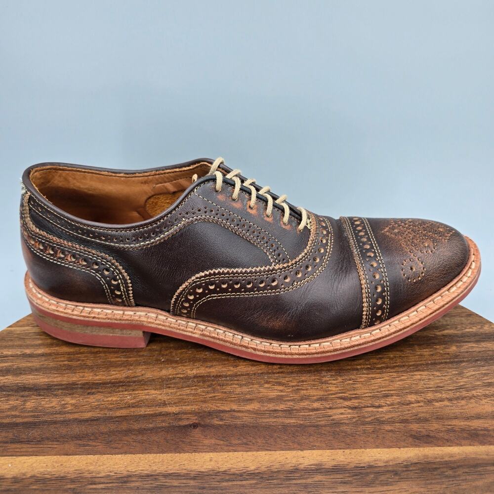 Allen Edmonds Strandmok Oxfords Mens 8.5 D Brown Leather Cap Toe Brogue Shoes